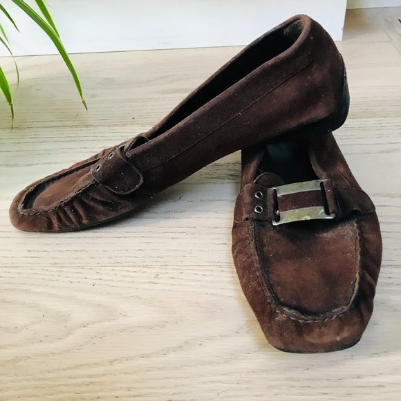 Stuart Weitzman Brown Suede Loafer - Picture 1 of 9